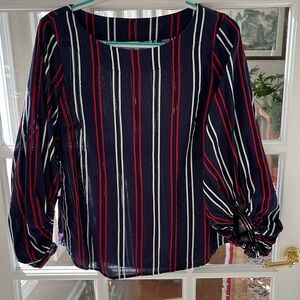 CAbi , red/white/blue background with balloon 3/4 length, sleeves size medium